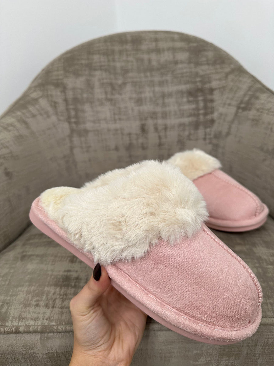 Baby pink fluffy hot sale slippers