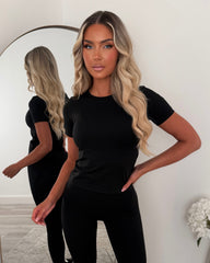 Honey Sculpt Slinky T-Shirt & Leggings Set - Black
