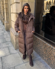 HARPER Padded Duvet Coat - Chocolate