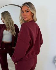 Amelia Bomber Zip Jacket & Straight Leg Joggers Set- Wine