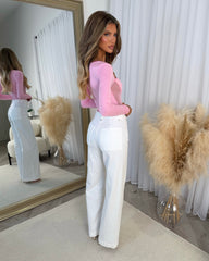 Isla Long Sleeve Corset Style Top - Baby Pink