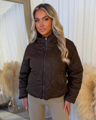 Sophia Full Faux Fur-Lined Bomber Jacket - Chocolate