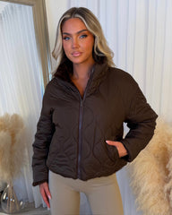 Sophia Full Faux Fur-Lined Bomber Jacket - Chocolate