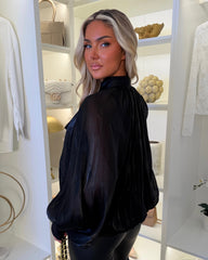 Alana Sheer Tie Back Top - Black
