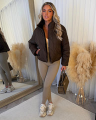 Sophia Full Faux Fur-Lined Bomber Jacket - Chocolate