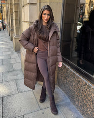 HARPER Padded Duvet Coat - Chocolate