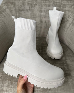 Emma Ankle Sock Boot- Ivory