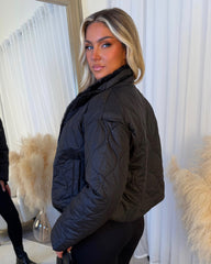 Sophia Full Faux Fur-Lined Bomber Jacket - Black