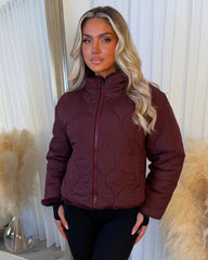 Sophia Full Faux Fur-Lined Bomber Jacket - Burgundy