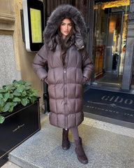 Estelle Longline Padded Faux Fur hood - Brown