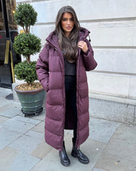 HARPER Padded Duvet Coat - Burgundy
