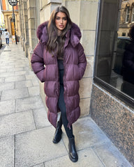 Estelle Longline Padded Faux Fur hood - Plum