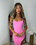 Megan Round Neck Bodycon Dress - Bright Pink