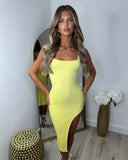 Megan Round Neck Bodycon Dress - Yellow