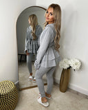 Kayla Frill Full Zip Loungewear - Grey