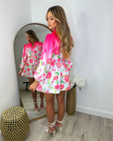 Camila Belted Floral Shirt Dress - Rose