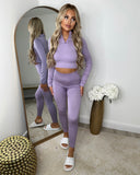 Cardi Half Zip Front Gym Wear Set - Lilac