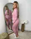 Martina Ruched Sleeve Hoodie & Pants Set - Pink