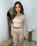 Cara Ribbed Legging and Top Set- Beige