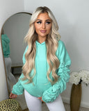 Penny Ruched Sleeve Hoodie - Mint