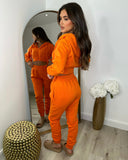 Letita Zip Front Hooded Tracksuit - Orange
