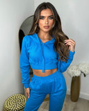 Letita Zip Front Hooded Tracksuit - Bright Blue