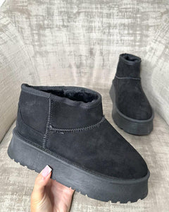 Stormi Ultra Mini Faux Fur Boots- Black