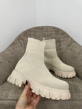 ANNA Ribbed Top Sock Boot - Beige
