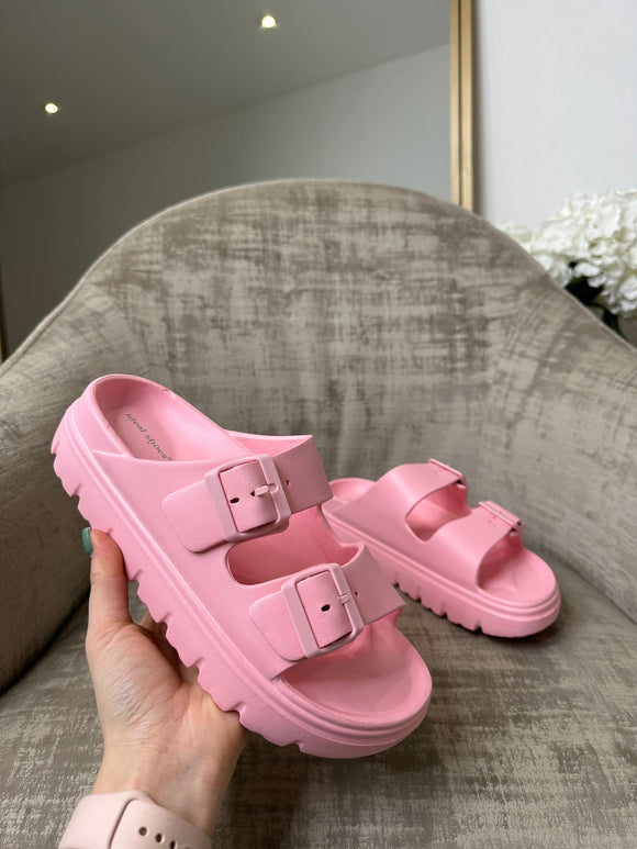 Lacia Chunky Double Strap Sandals - Pink