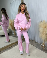 Deja High Waisted Flared Leg Gym Pants- Baby Pink