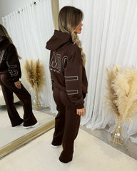 Clara 'GLAMDOLL' Embroidery Outline Detail Back Design Hoodie - Chocolate