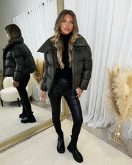 Rita Short Padded Bomber Jacket - Khaki