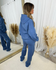 Millie 'GLAM' BOLD EMOBROIDERY Front Logo Print Hoodie - Denim Blue