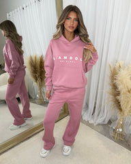 Skylar 'GLAMDOLL' High Density Front Detail Fleece Lined Hoodie - Blush Pink