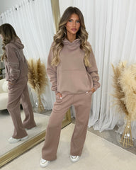 Clara 'GLAMDOLL' Embroidery Outline Detail Back Design Hoodie - Mocha