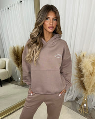 Lydia 'GLAMDOLL ORIGINAL' Front & Back Print Design Fleece Lined Hoodie - Mocha