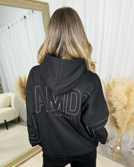 Clara 'GLAMDOLL' Embroidery Outline Detail Back Design Hoodie - Black