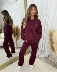 Lydia 'GLAMDOLL ORIGINAL' Front & Back Print Design Fleece Lined Hoodie - Burgundy