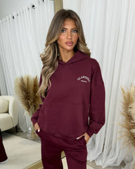 Lydia 'GLAMDOLL ORIGINAL' Front & Back Print Design Fleece Lined Hoodie - Burgundy