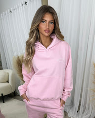 Lydia 'GLAMDOLL ORIGINAL' Front & Back Print Design Fleece Lined Hoodie - Baby Pink