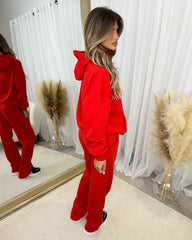 Emily 'GLAM' Embroidery Outline Front Design Fleece Lined Hoodie - Red