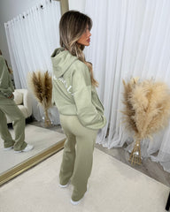 Lydia 'GLAMDOLL ORIGINAL' Front & Back Print Design Fleece Lined Hoodie - Sage Green