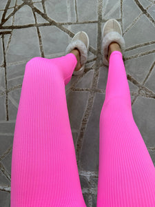 Kaci Ribbed Leggings - Neon Pink