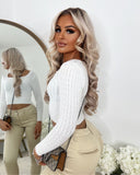 Keeley Cable Knit Cropped Long Sleeve Top - Cream