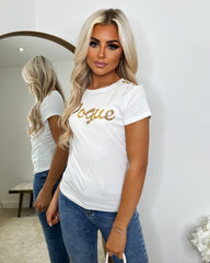 VOGUE Sequin Detail T-Shirt - White