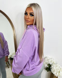 Rachael Ruched Sleeve Hoodie with Ribbon Detail - Lilac