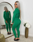 Simone Zip Front Pocket Detail Loungewear - Parrot Green