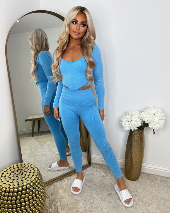 Miesha Corset Style Gym Set - Blue – GlamDoll Fashion