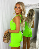 Khloe Gold Button Co-Ord Set - Neon Lime
