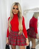 Frankie High Waisted Tiered Mini Skirt - Red Checked Print